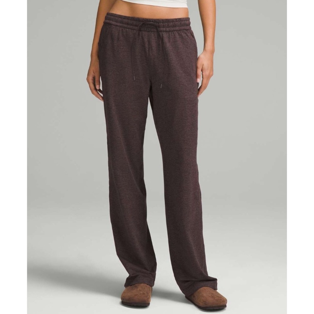 Lululemon Soft Jersey Straight-Leg Mid-Rise Pant Regular Heather Espresso Size 8